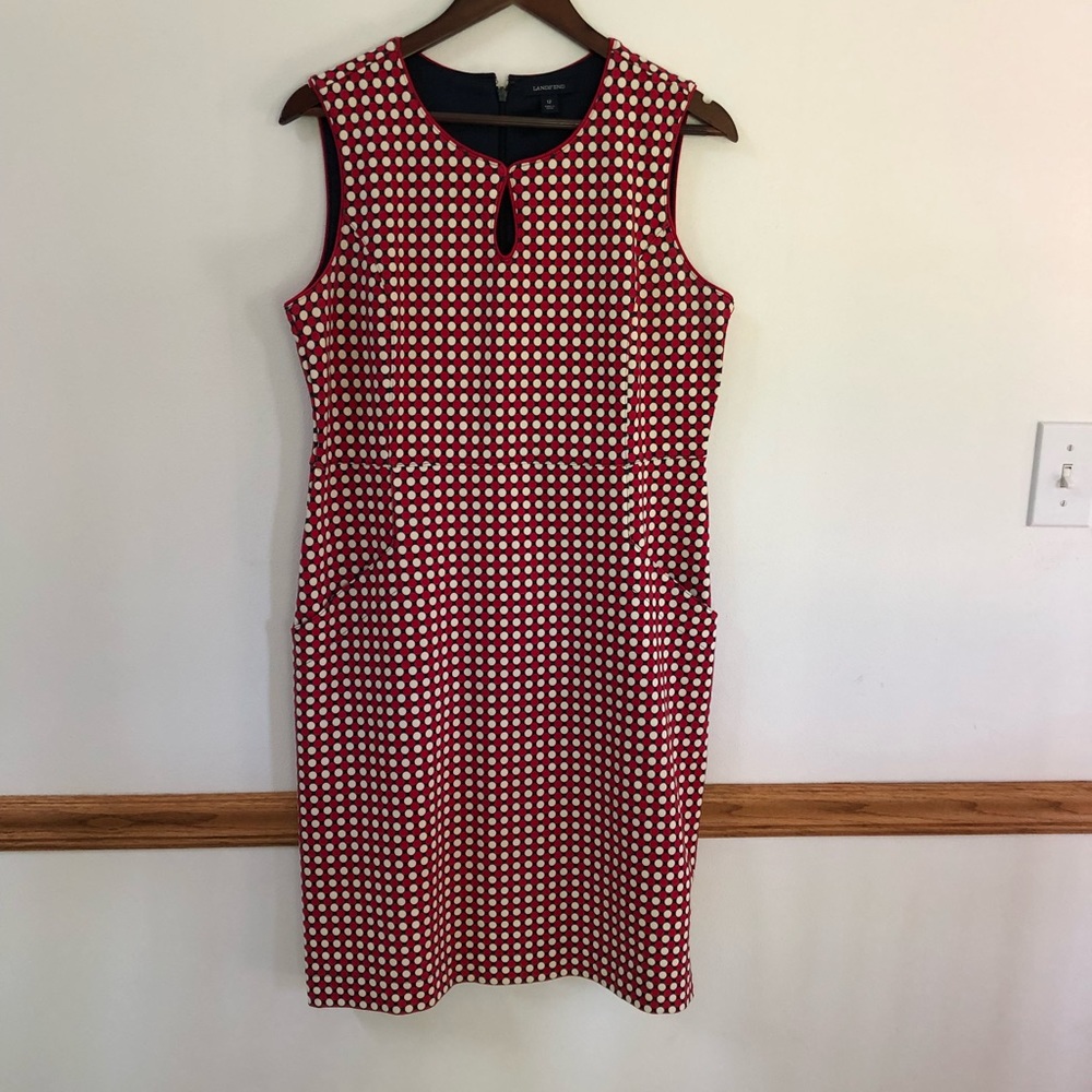LANDS END size 12 patterned dress - red white blue